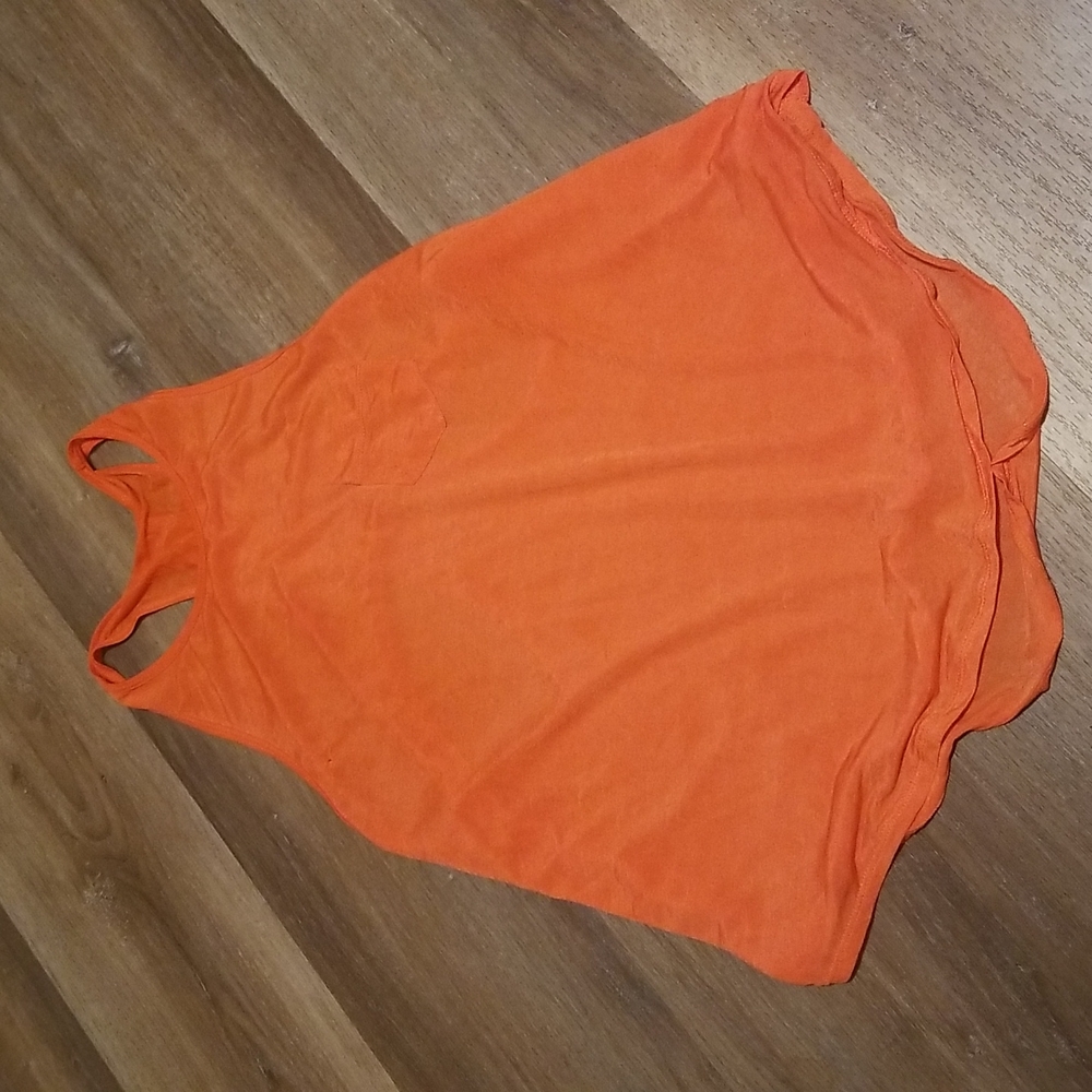 Free People, layered, peach/orange racer back tank, size small